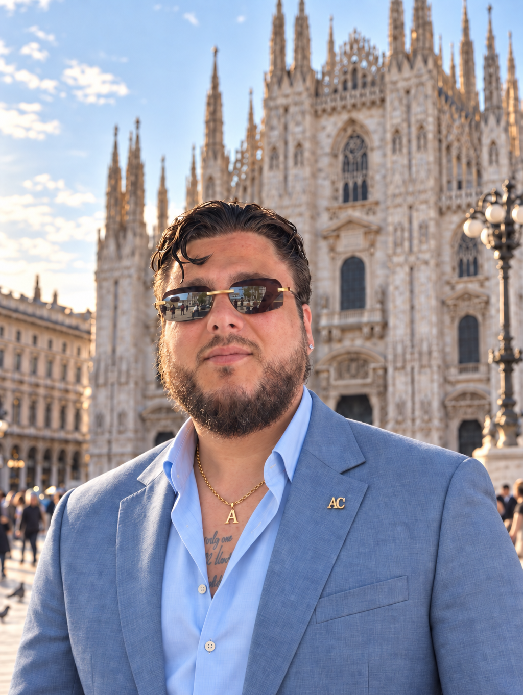 Il Dott. Michele Argenziano davanti al Duomo di Milano